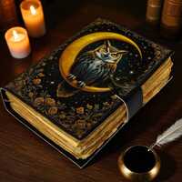Owl Leather Grimoire Journal: Vintage Spell Book of Shadows