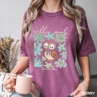 Silly Owl Club Shirt,Cute Owl Graphic Tee,Vintage Aesthetic T-Shirt,Retro Flower Owl Tee,Funny Anima