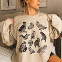 Vintage Owl Sweatshirt, Cottagecore Graphic Tee, Retro Birdwatching Sweatshirt, Nature Wildlife Top,