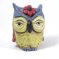 Owl sculpture garden art ceramic hand made SHIPPING INCLUDED
