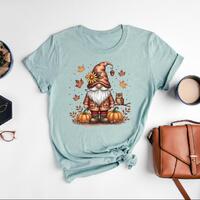 Fall Gnome Shirt, Autumn Gnome T-Shirt, Pumpkin Owl Graphic Tee, Thanksgiving Fall Shirt,