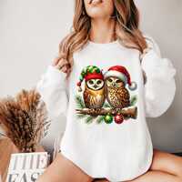Woodland Owl Christmas Crew | Cozy Winter Holiday Sweatshirt | Rustic Festive Pullover | Cute Xmas O