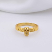Owl Ring, 18k Gold Plated Owl Jewelry, Handmade Animal Totem Ring, Hand Carved Owl Band, Symbol of W