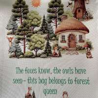 Forest Queen Tote Bag – Fox & Owl Woodland Scene | "This Bag Belongs to the Forest Qu