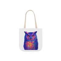 Funky Owl Tote Bag | Colorful Straps, Eco-Friendly Shopping, Gift for Bird Lovers, Fun Summer Access