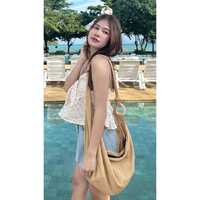 Boho Cotton Crossbody Bag: Handmade Tribal Owl Tote with Wooden Ring
