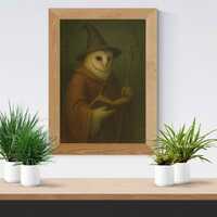 Barn Owl Mage Art Print (Digital Download) Art Lover, Halloween, Funny Horror, Witch Art, Moody Dark