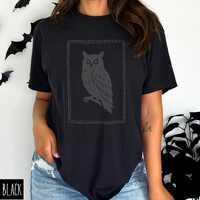 Owl Shirt, Halloween Black Bird Tshirt, Halloween Tee, Owl Lover Gift, Cute Halloween Shirt, Spooky 