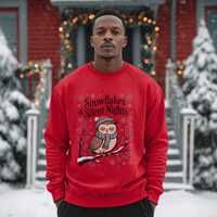 Snowflakes and Silent Nights Christmas Sweatshirt – Cozy Winter Owl Pullover for Nature Lovers
