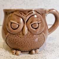 Vintage Owl Mug, Brown, ceramic
