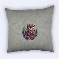 Owl machine embroidered Throw Pillow
