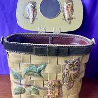 Khaki Green Brown Unique Vintage Owl Basket Purse