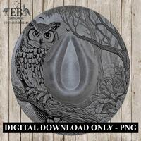 Owl 6 Laser Hat Burning Design, Digital Download PNG, Hat Burning Template, Hat Laser Engraving Desi