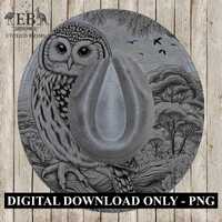 Owl 7 Laser Hat Burning Design, Digital Download PNG, Hat Burning Template, Hat Laser Engraving Desi