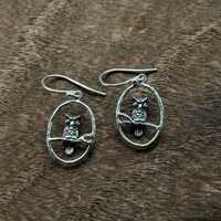 Dangly Owl Earrings - 925 Sterling Silver - Handmade
