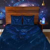 Galaxy Owl Bedding Set &ndash; Cosmic Comforter, Duvet Cover & Pillow Shams, Starry Night Sky Be