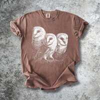Vintage Barn Owl Shirt | Woodland Trio Nature Graphic Tee | Comfort Colors Cottagecore Bird Gift | G