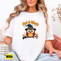 Owl-O-Ween T-Shirt: Playful Cartoon Owl Halloween Graphic Tee