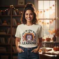 Owl Learning Fall T-shirt | Teacher Gift, Educational Tee, Back to School Style T Shirt, Unisex Grap