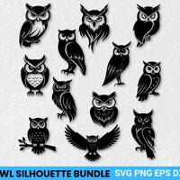 Owl Silhouette SVG Bundle: Cricut, Glowforge Cut Files (Digital Download)