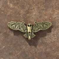 Large Bronze Owl Connectors Bronze Owl Pendants with Forest Scene on Wings 30.5x70mm