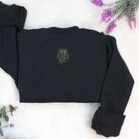 Night Owl Embroidered Sweatshirt Gift, Embroidered Handmade Cute Unisex Crewneck Long Sleeve Pullove