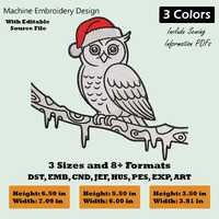 Christmas Owl Embroidery Design: Holiday Decor (Digital Download)