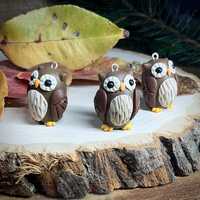 Fall Owl (One charm) Pendant for Necklace, Beading, Jewelry; kawaii; cute; polymer clay; handmade