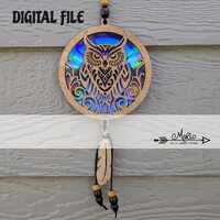 Owl Suncatcher |  Repurposing DVDs | Laser Cut File | SVG, PDF, EPS | Digital File