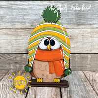 Winter Owl Shelf Sitter SVG | Cute Scandinavian Owl SVG | Winter Decor Laser Cut File | Christmas Sh