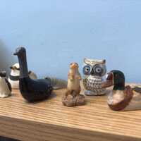 Vintage Ceramic Animal Figurines | Mallard Duck, Owl, Seal | Shelf Decor