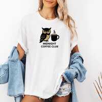 Comfort Colors&reg; Gift for Coffee Owl Shirt, Fall Tee Tshirts , Halloween Tee Ghost Tee, Owl coffe