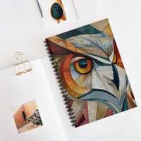 Owl in Angles Spiral Notebook, Perfect Gift for Writers, Students, Designers, Nature Lovers, Eco-Fri
