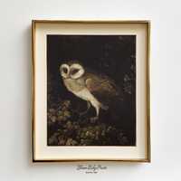 Moody Owl Painting: Vintage Rustic Woodland Decor (Digital Download) #327