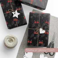 Black Owl Wrapping Paper, Gothic Halloween Gift Wrap, Spooky Owl Gift Wrap, Dark Aesthetic Gift Wrap