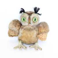 Vintage 1960s Steiff Mohair Owl Bird Wittie Mohair Soft Toy Plush