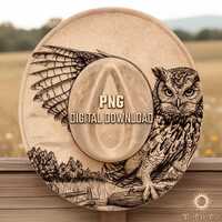 Owl Hat Engraving Template, Cowboy Hat Brim Burning Digital File, DIY Laser Hat Design, Stencil for 