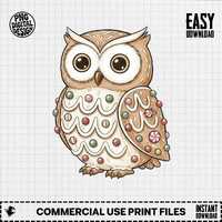 Gingerbread Owl PNG, Christmas Owl Clipart, Candy Owl Png, Holiday Png, Sublimation Png, Digital Dow