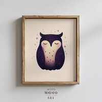 Printable Owl Nursery Wall Art - Cute Wise Owl Illustration, Kids Bedroom Decor, Woodland Animal Pri