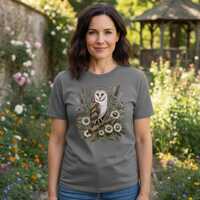 Vintage Botanical Barn Owl T-Shirt: Cottagecore Woodland Graphic Tee