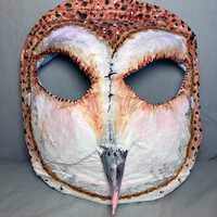 Paper Mache Barn Owl #6 Mask HUGE!