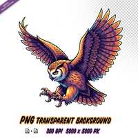 Owl spreads its wings PNG for Sublimation Printing, Colorful Barn Owl T-shirt Design Clipart, DTG, D