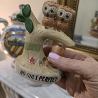 Vintage Hand-Painted Owl Figurine: Kitsch Ceramic Cottagecore Decor | Whimsical Gift