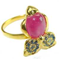 Star Ruby Owl Statement Ring in 925 Sterling Silver Red Gemstone Unique Jewelry size 8 Gift for Her
