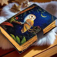 Handmade Owl Leather Grimoire – Book of Shadows with Lock, Witchcraft Journal, Spell Book, Wi