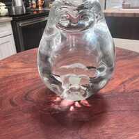 Homegaard clear crystal owl figure or paperweight signed by artist
