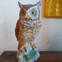 Vintage Owl Ceramic Statue By Andrea. Made in Japan. 8" Tall.