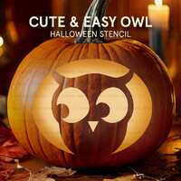 Cute Easy Owl Halloween Pumpkin Carving Stencil,Pumpkin Clip art,Jack-o-Lantern Stencil Night owl, p