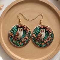 Owl dangle earrings, fall season jewelry