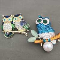 Owl Brooch, Owl Lapel Pin, Rhinestone Owl Brooch, Owl, Gift